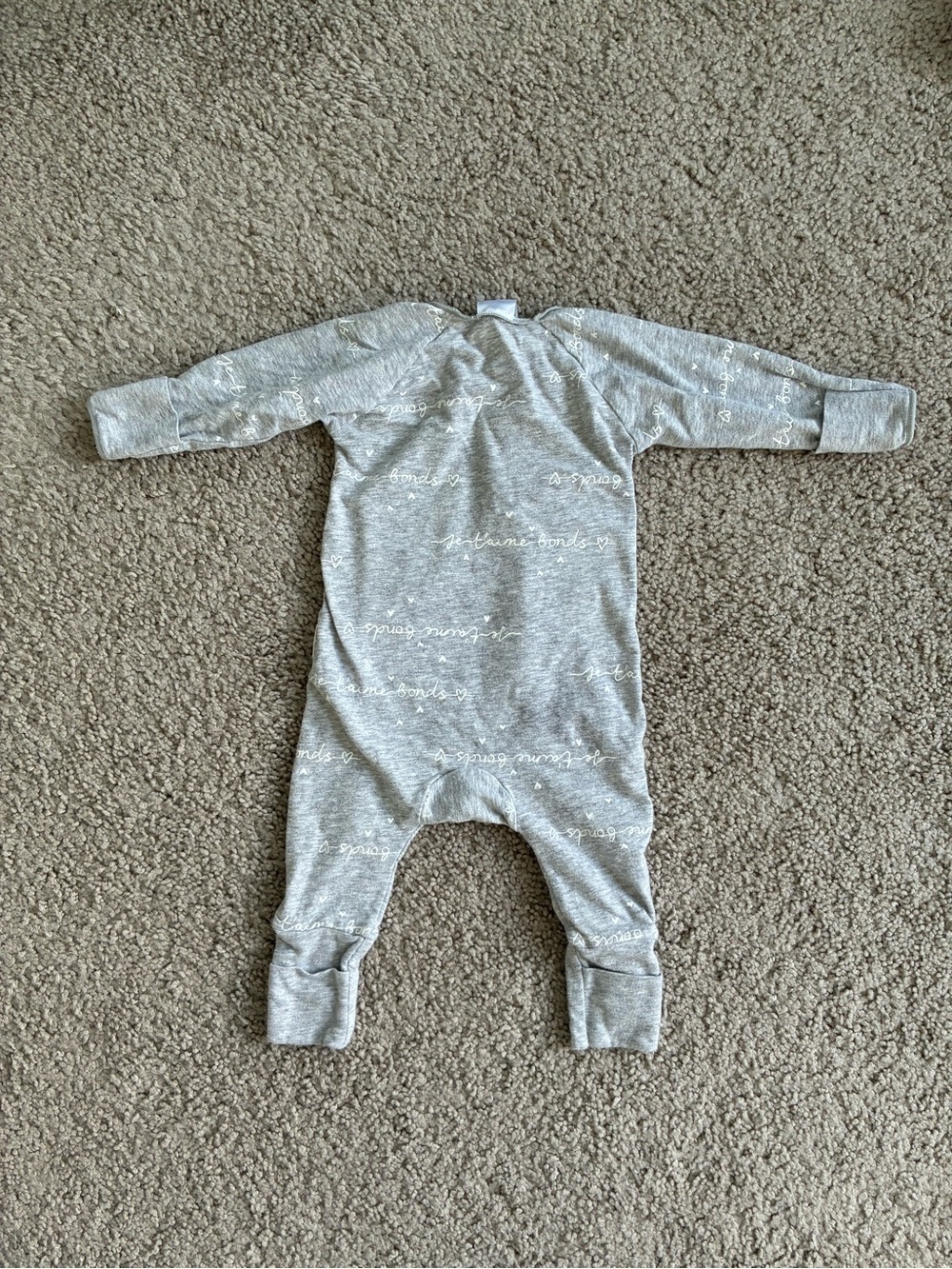 Bonds Neutral Gray Snap-Front Baby One-Piece - Picture 2 of 6